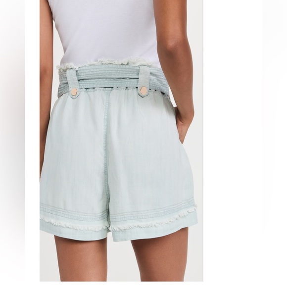 Ramy Brook Belted Paper Bag Giselle Shorts Chambray NWT Size XS - Picture 2 of 13